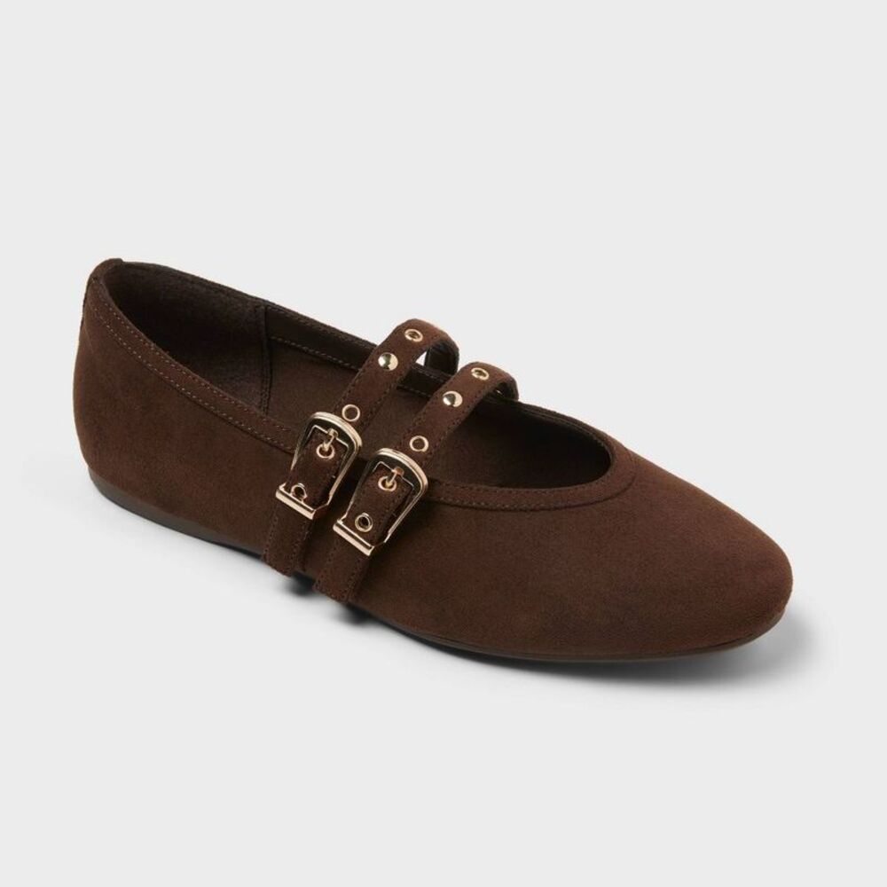 Women’s Henrietta Double Strap Mary Jane Ballet Flats - Chocolate 9.5